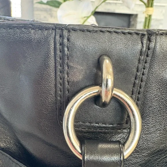 Coach Black Leather Handbag with Silver Accents - Picture 5 of 8